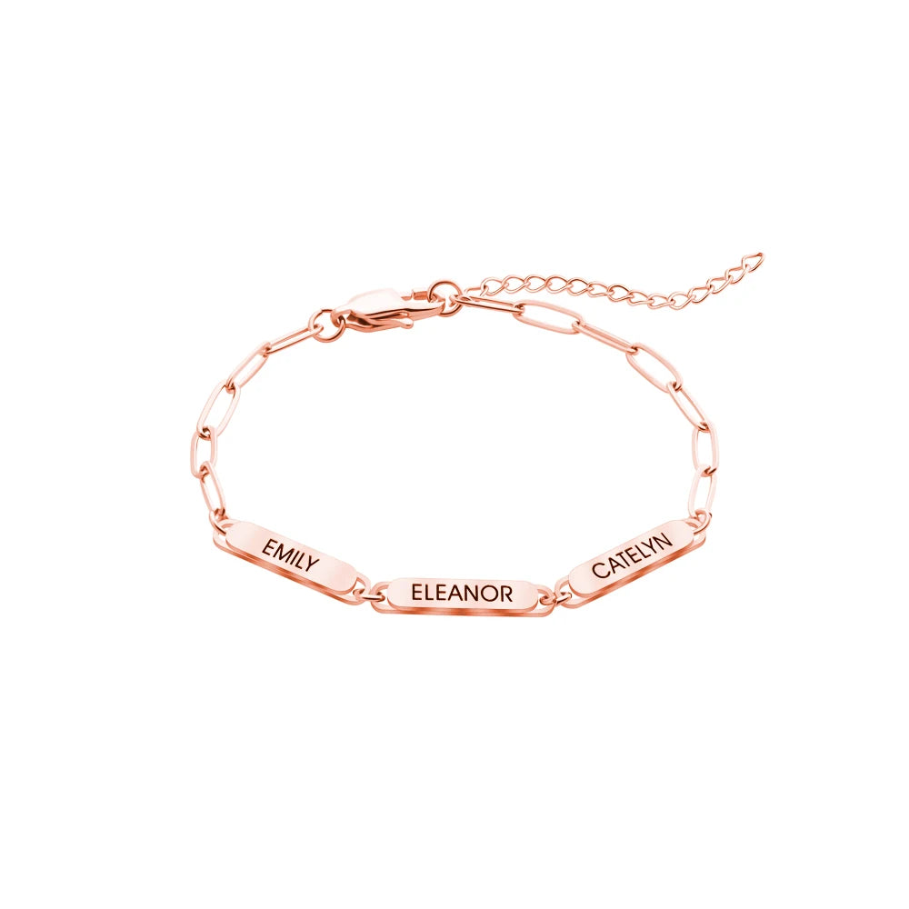 Rose Gold paper clip name bracelet - Rosoki