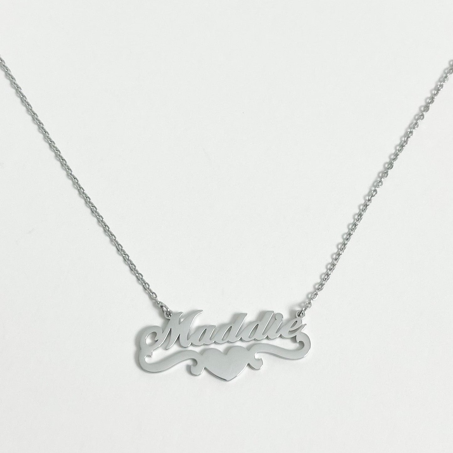 SILVER PERSONALISED HEART NAME NECKLACE