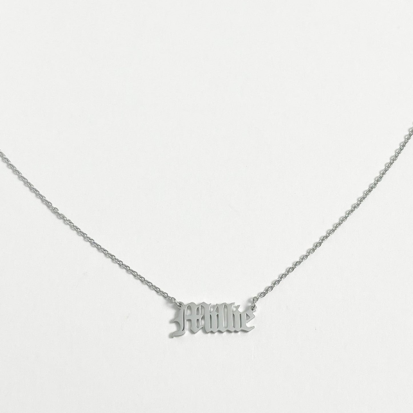 SILVER PERSONALISED OLD ENGLISH NAME NECKLACE