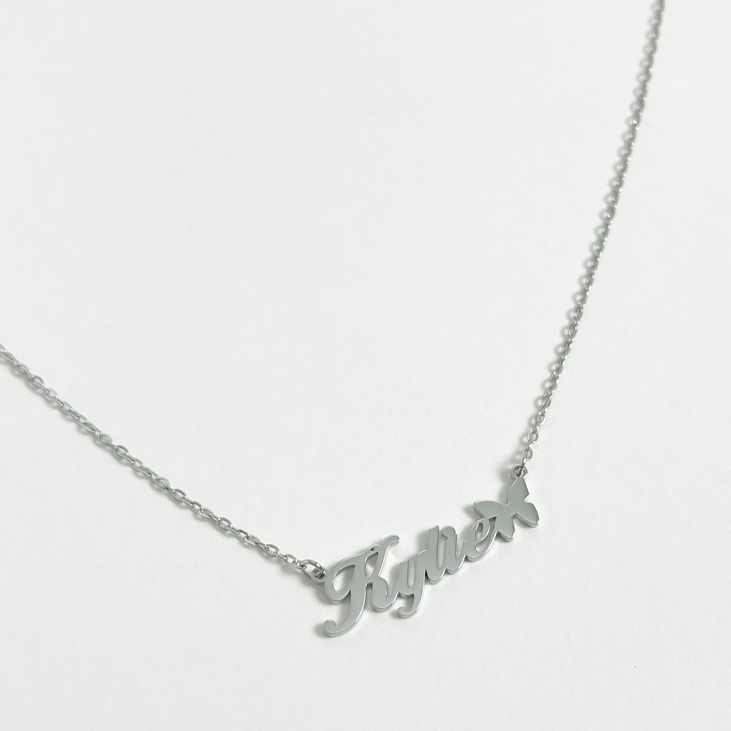 SILVER PERSONALISED BUTTERFLY NAME NECKLACE