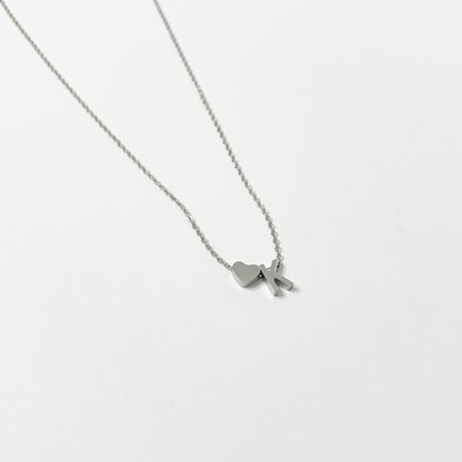 SILVER HEART INITIAL NECKLACE