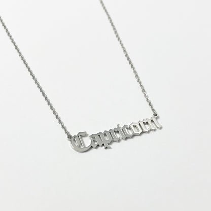 SILVER OLD ENGLISH ZODIAC NECKLACE